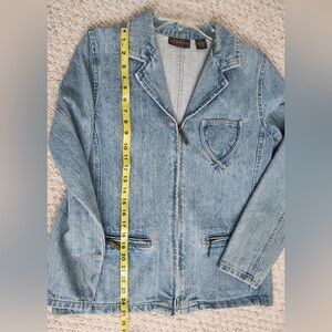 Faded denim jacket with zipper
